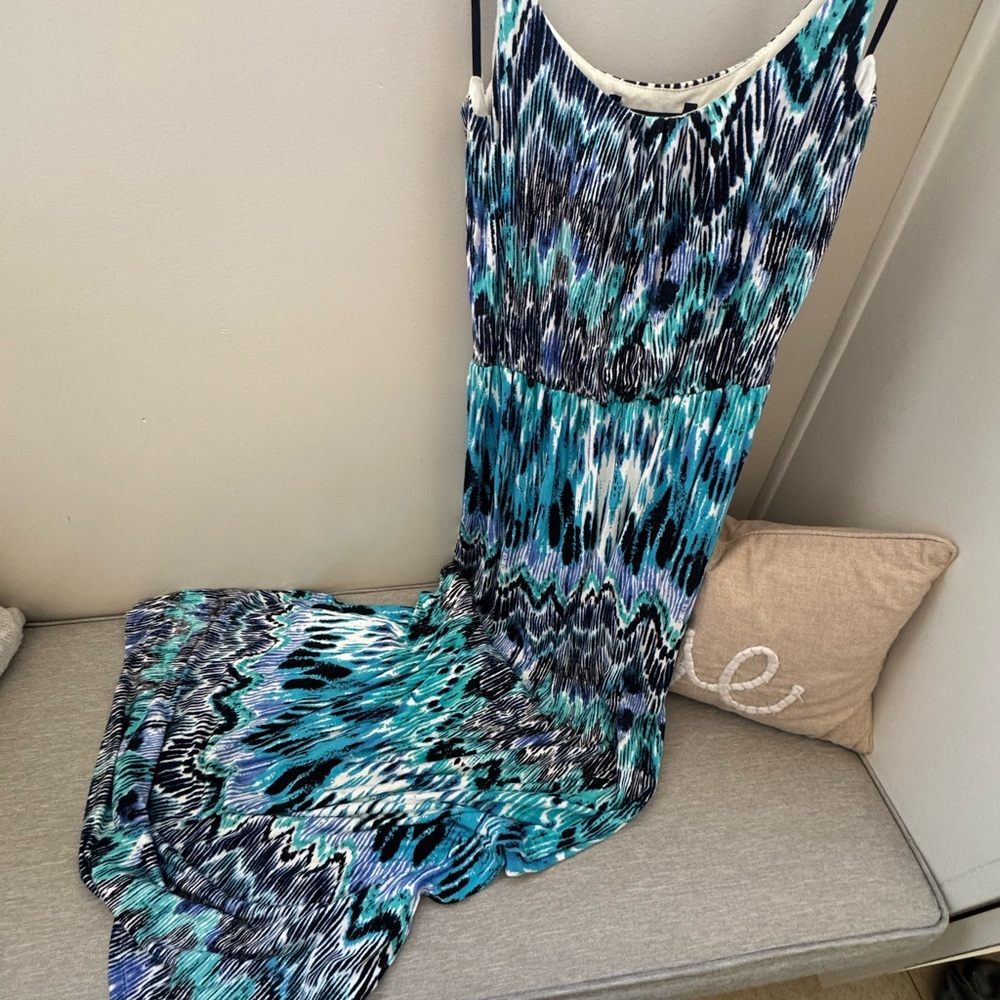 Felicity & Coco Teal and Black Patterned Dress